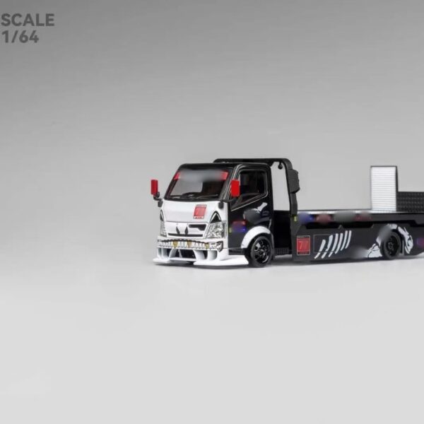 Mega Gear 1:64 Custom Flatbed Tow Truck - Dinosaur Racing Liveries (Green / Pink / Black)