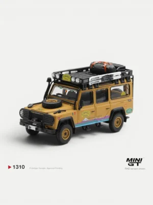 MINI GT #1310 1:64 Land Rover Defender 110 1998 Camel Trophy Tierra del Fuego CT.36 Romania