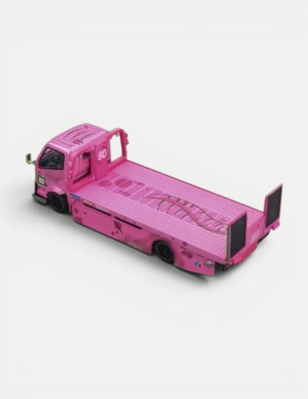 Mega Gear 1:64 Custom Flatbed Tow Truck - Dinosaur Racing Liveries (Green / Pink / Black)