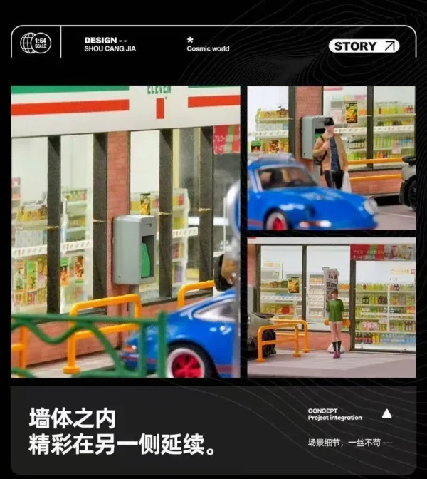 SHOU CANG JIA 1:64 Scale 7-Eleven LED Street Diorama (Large Edition)