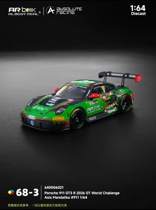 AR Box (Almost Real) 1:64 Porsche 911 GT3 R 2026 GT World Challenge Asia Mandalika #911 Barong Livery