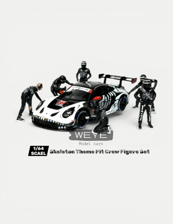 1:64 Scale Skeleton Theme Pit Crew Resin Figure Set (6pcs) - Diorama Accessories for MINIGT 1143