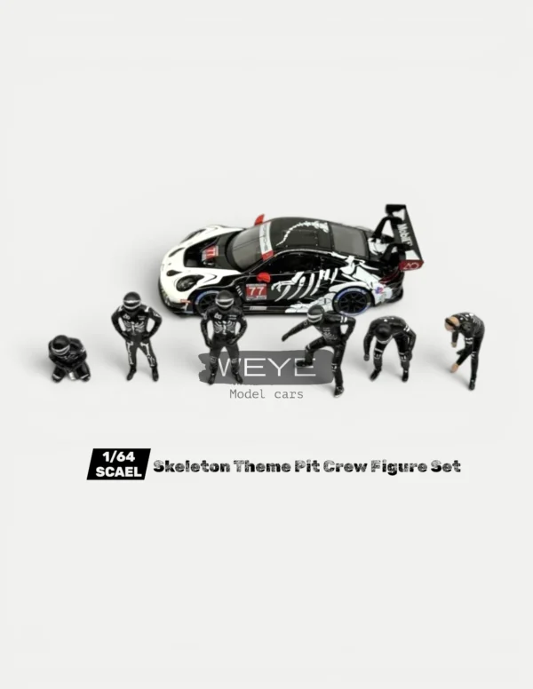 1:64 Scale Skeleton Theme Pit Crew Resin Figure Set (6pcs) - Diorama Accessories for MINIGT 1143