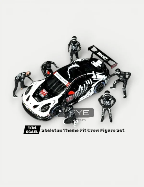 1:64 Scale Skeleton Theme Pit Crew Resin Figure Set (6pcs) - Diorama Accessories for MINIGT 1143