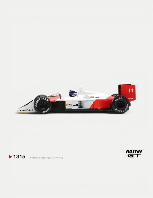 MINI GT #1315 McLaren MP4/4 #11 Alain Prost 1988 Canadian Grand Prix 2nd Place