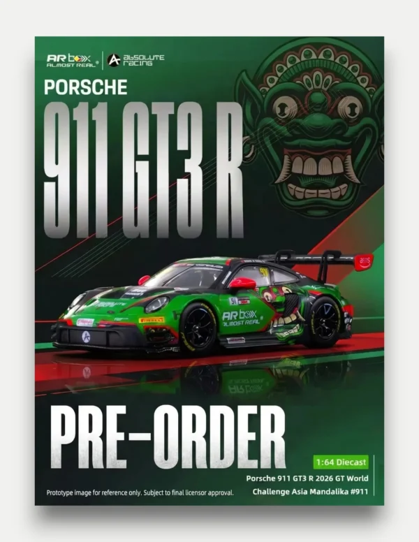 AR Box (Almost Real) 1:64 Porsche 911 GT3 R 2026 GT World Challenge Asia Mandalika #911 Barong Livery