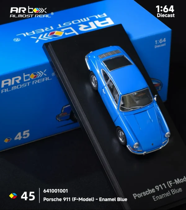 AR Box (Almost Real) 1:64 Porsche 911 (F-Model) Enamel Blue Diecast Car