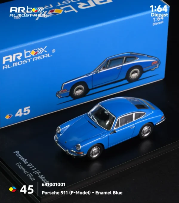 AR Box (Almost Real) 1:64 Porsche 911 (F-Model) Enamel Blue Diecast Car