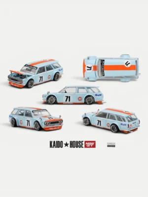 Kaido House x MINI GT 1:64 Datsun 510 Wagon Gulf V1 Diecast Model (KHMG302)