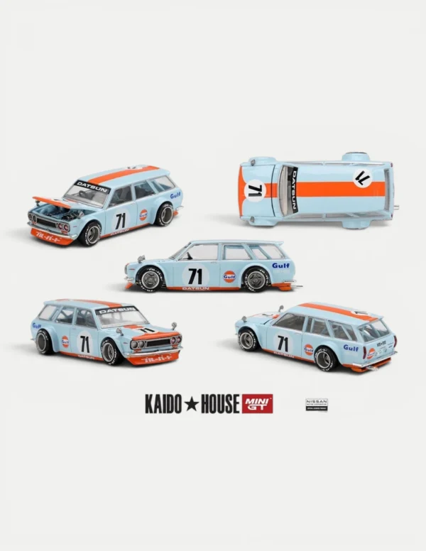 Kaido House x MINI GT 1:64 Datsun 510 Wagon Gulf V1 Diecast Model (KHMG302)