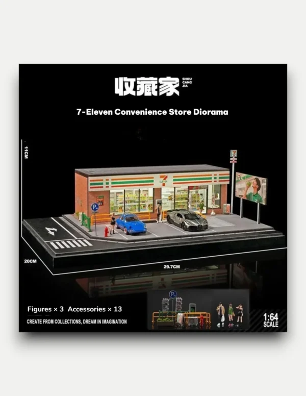 SHOU CANG JIA 1:64 Scale 7-Eleven LED Street Diorama (Large Edition)