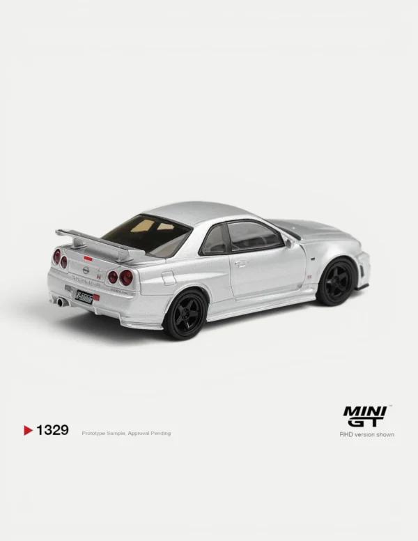 MINI GT #1329 1:64 Nissan NISMO R34 GT-R Z-tune Silver (RHD)