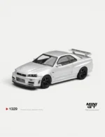 MINI GT #1329 1:64 Nissan NISMO R34 GT-R Z-tune Silver (RHD)