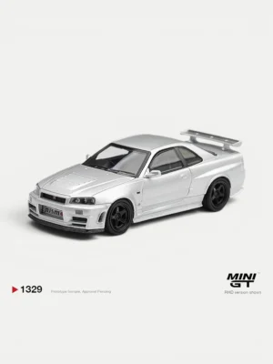 MINI GT #1329 1:64 Nissan NISMO R34 GT-R Z-tune Silver (RHD)