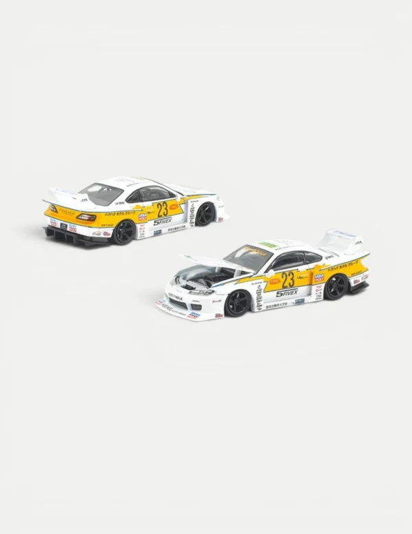 Pop Race 1:64 LB SUPER SILHOUETTE S15 SILVIA White & Yellow Diecast Car