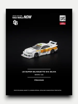 Pop Race 1:64 LB SUPER SILHOUETTE S15 SILVIA White & Yellow Diecast Car