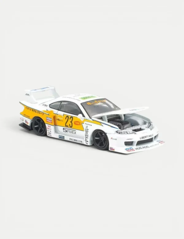 Pop Race 1:64 LB SUPER SILHOUETTE S15 SILVIA White & Yellow Diecast Car