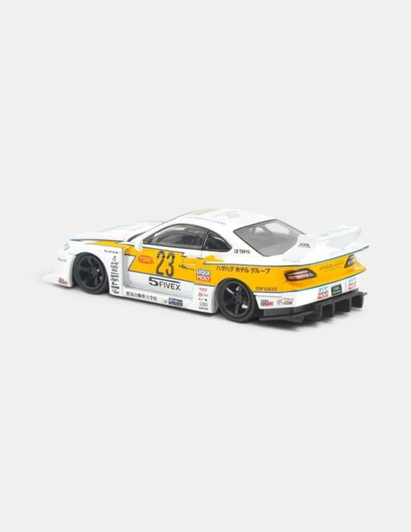Pop Race 1:64 LB SUPER SILHOUETTE S15 SILVIA White & Yellow Diecast Car