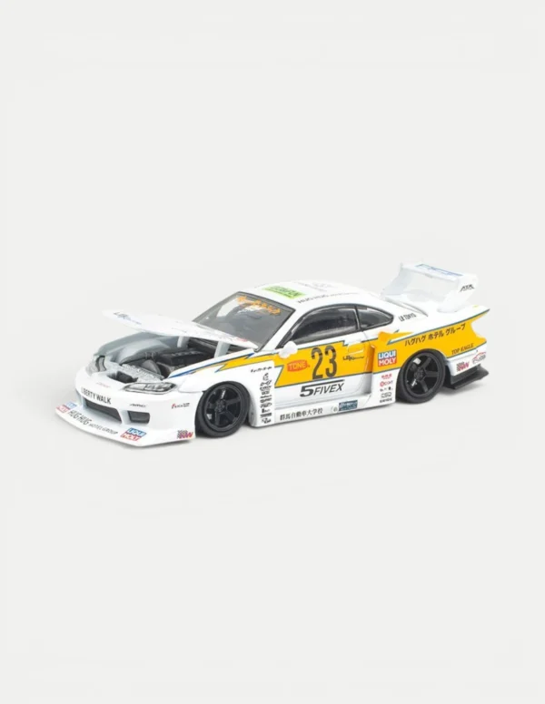 Pop Race 1:64 LB SUPER SILHOUETTE S15 SILVIA White & Yellow Diecast Car