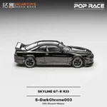 Pop Race x XCARTOYS 1:64 Nissan Skyline GT-R R33 Dark Chrome Diecast (PRDC003)