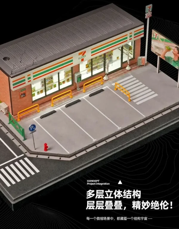 SHOU CANG JIA 1:64 Scale 7-Eleven LED Street Diorama (Large Edition)
