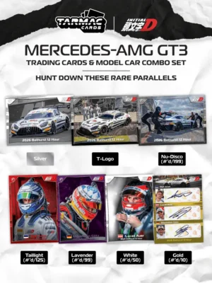 Tarmac Cards featuring the Mercedes-AMG GT3 Bathurst 12h 2026, showcasing rare parallel driver cards.