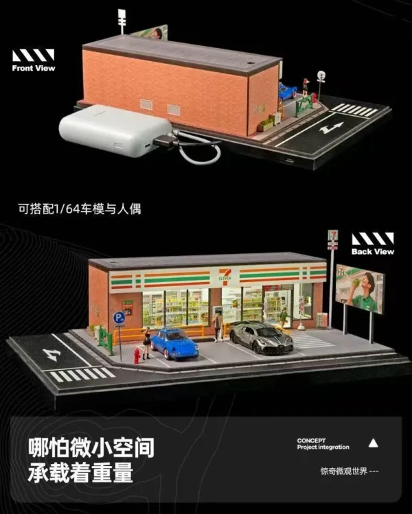 SHOU CANG JIA 1:64 Scale 7-Eleven LED Street Diorama (Large Edition)