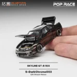 Pop Race x XCARTOYS 1:64 Nissan Skyline GT-R R33 Dark Chrome Diecast (PRDC003)