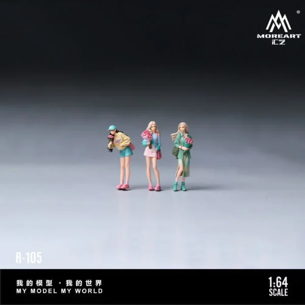 MoreArt 1:64 Scale Casual Girls with Bouquets Resin Figure Set (3-Piece)
