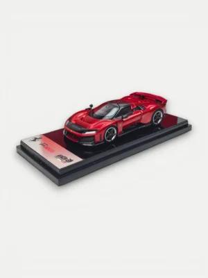 Front angled view of the 1:64 Ferrari F80 closed, displaying its accurate front fascia and aggressive headlights.