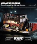 SHOU CANG JIA 1:64 Scale Vintage American Garage Diorama (Double-Deck with LED)
