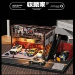 SHOU CANG JIA 1:64 Scale Vintage American Garage Diorama (Double-Deck with LED)