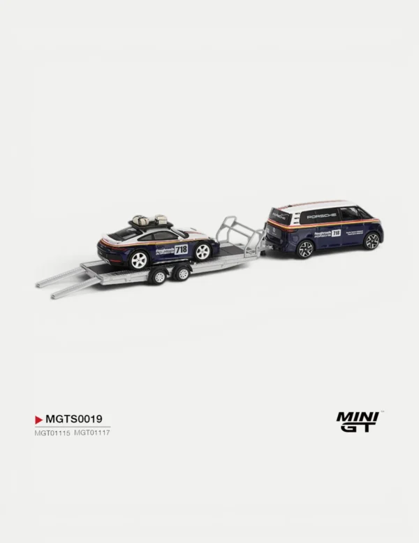 MINI GT MGTS0019 1:64 Porsche 911 Dakar #718 / Volkswagen ID. Buzz Porsche Centrum Gelderland Roughroads Set