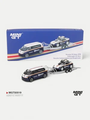 MINI GT MGTS0019 1:64 Porsche 911 Dakar #718 / Volkswagen ID. Buzz Porsche Centrum Gelderland Roughroads Set