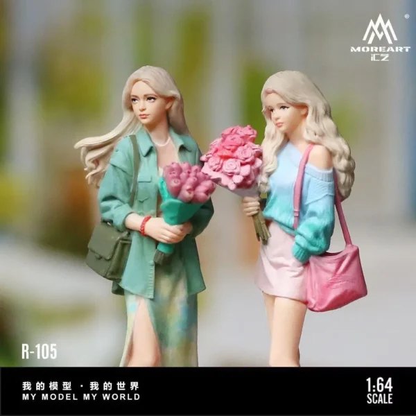 MoreArt 1:64 Scale Casual Girls with Bouquets Resin Figure Set (3-Piece)