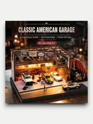 SHOU CANG JIA 1:64 Scale Vintage American Garage Diorama (Double-Deck with LED)