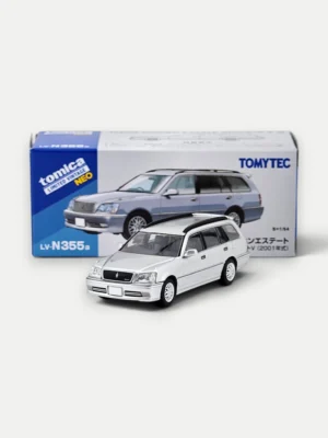 Detailed front grille of the 1/64 Toyota Crown Estate Athlete V by Tomica Limited Vintage NEO. Authentic JDM wagon styling.