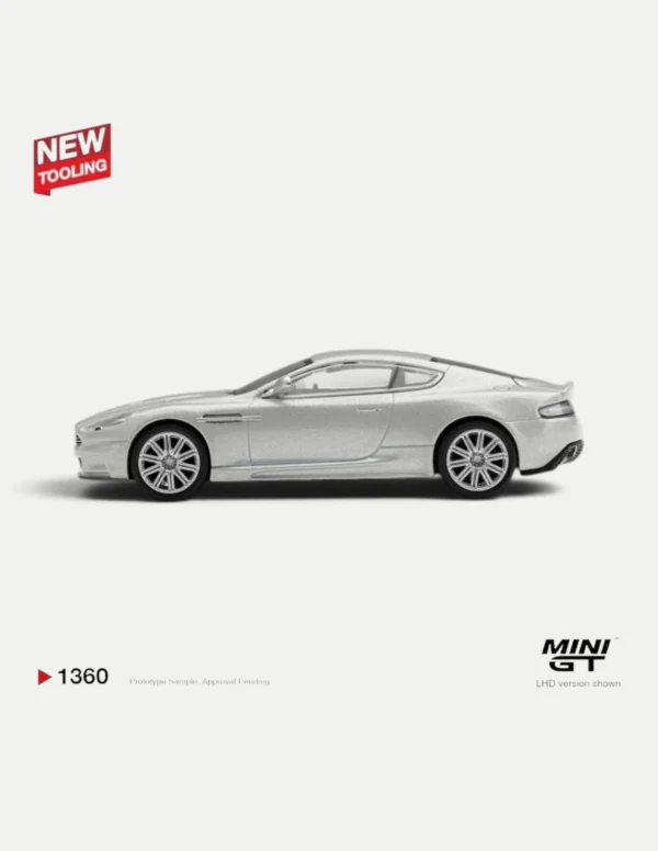 MINI GT #1360 1:64 Aston Martin DBS 2008 Lightning Silver LHD