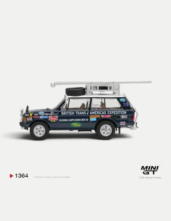 MINI GT #1364 1:64 Range Rover 1971 British Trans-Americas Expedition (VXC-765K) LHD