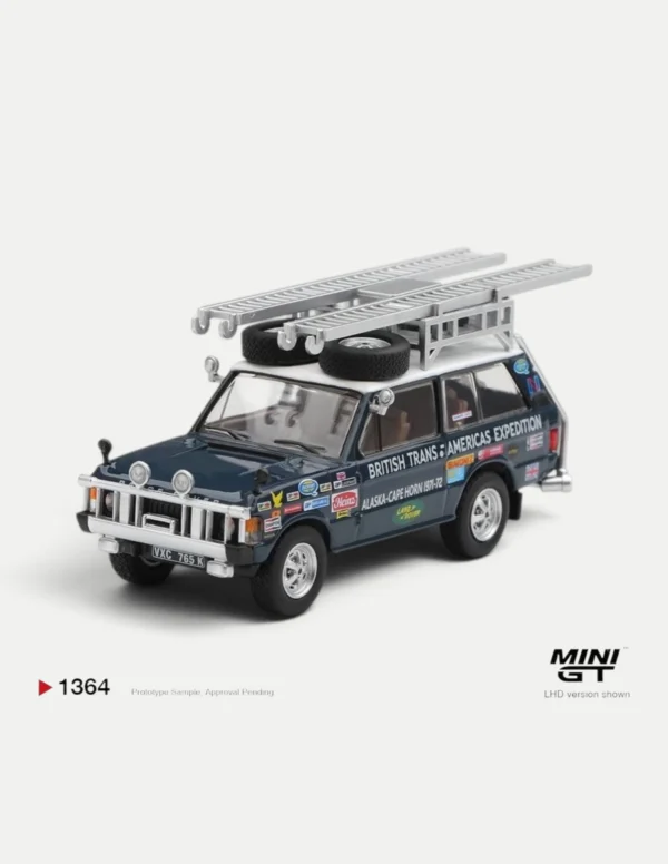 MINI GT #1364 1:64 Range Rover 1971 British Trans-Americas Expedition (VXC-765K) LHD