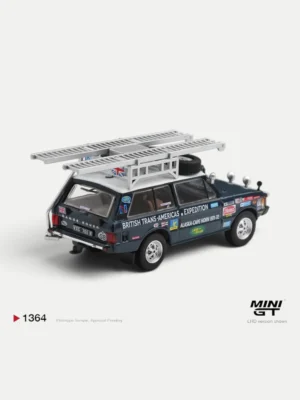 Rear view of the 1/64 Range Rover Classic Darien Gap expedition diecast, highlighting the VXC-765K plate and rear ladder.