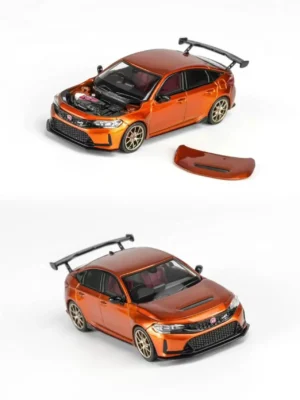 Detailed engine bay of the Motorhelix 1/64 Civic FL5, beautifully revealed by its innovative magnetic hood.