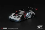 MINI GT #1436 1:64 Porsche 911 GT3 R (992) #77 AO Racing "Skeleton Rexy" 2026 IMSA Petit Le Mans (Glow-in-the-Dark / Glow Rexy)