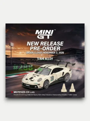 MINI GT #1429 1:64 Porsche 911 GT3 Cup #288 610 Racing 2024 China Endurance Championship (with 2 Traffic Cones)