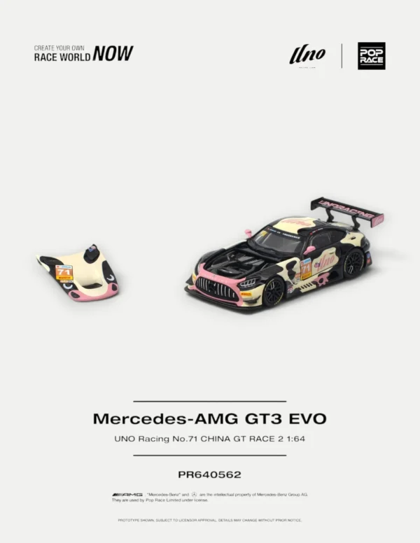 POP RACE #PR640562 1:64 Mercedes-AMG GT3 EVO UNO RACING #71 "Mumu" Cow Livery - 2026 China GT Ningbo Race 2